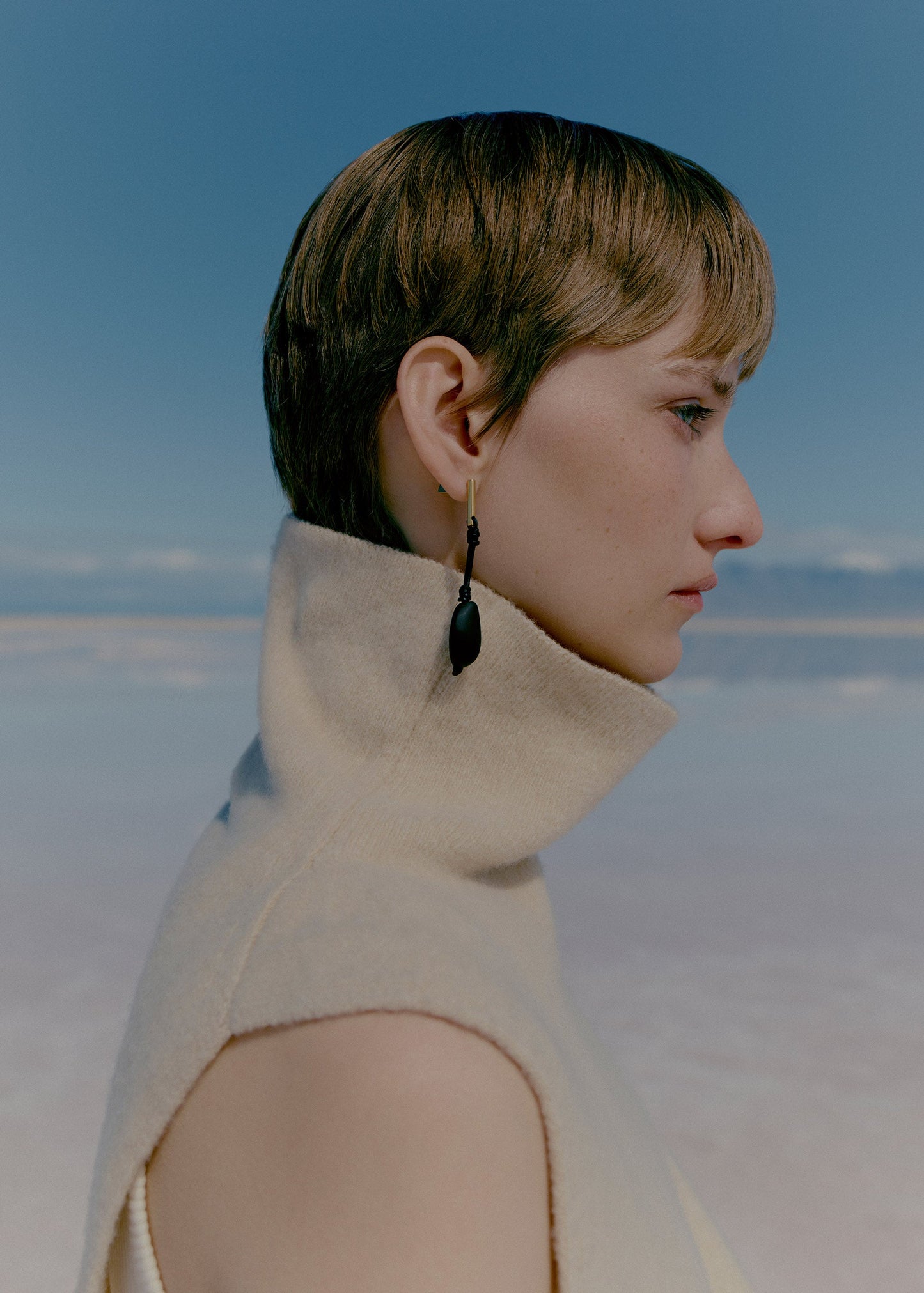 Boucles d'oreilles pendantes Téré - Marbre Noir