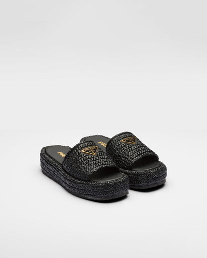 Mules à plateforme plate en crochet noir