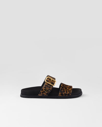 Mules en cuir imprimé