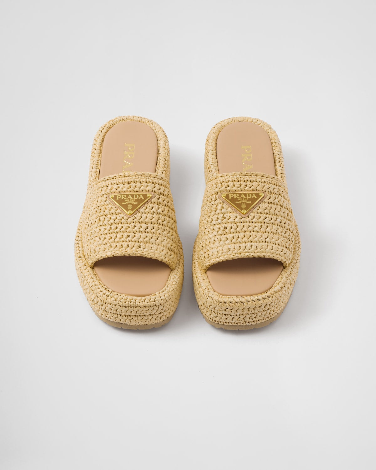 Mules à plateforme plate en crochet beige