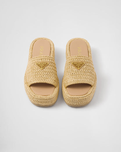 Mules à plateforme plate en crochet beige