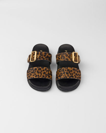 Mules en cuir imprimé