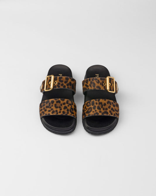 Mules en cuir imprimé