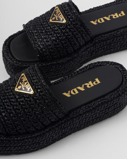 Mules à plateforme plate en crochet noir
