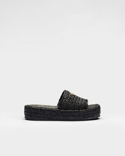 Mules à plateforme plate en crochet noir