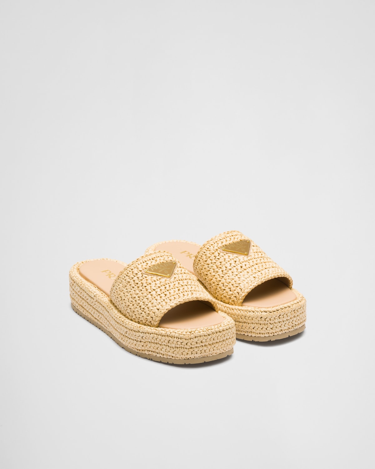 Mules à plateforme plate en crochet beige
