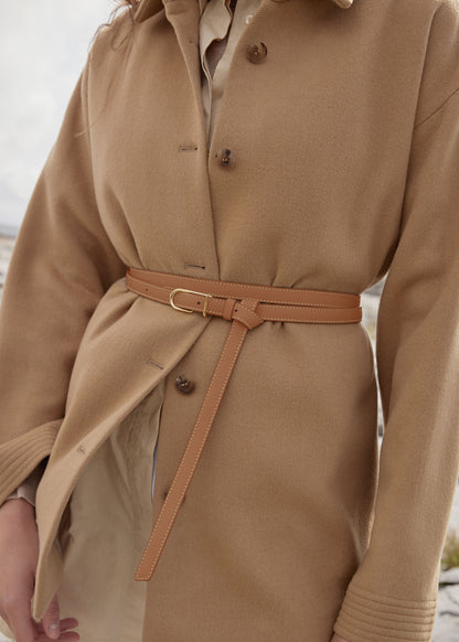 Ceinture Fine Umi - Camel Grainé