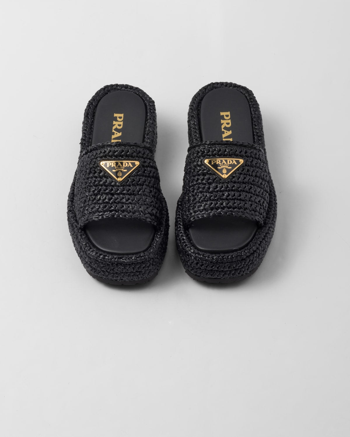 Mules à plateforme plate en crochet noir