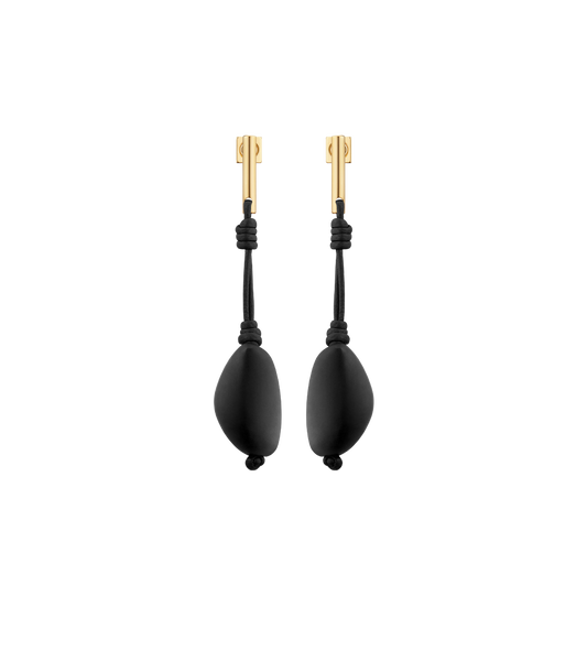 Boucles d'oreilles pendantes Téré - Marbre Noir