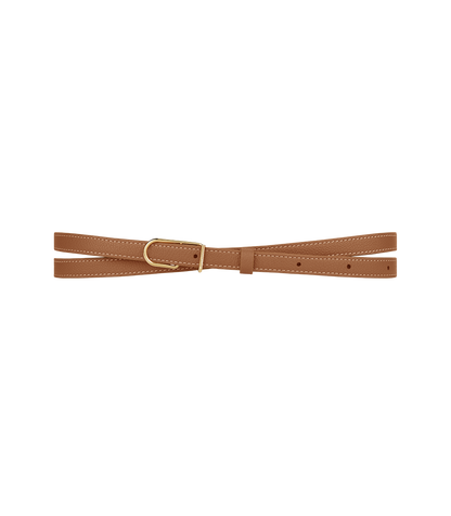 Ceinture Fine Umi - Camel Grainé